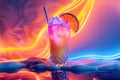 Kamikaze Cocktail on Neon Background, Strong All Day Coctail, Cold Bar Drink, Copy Space Royalty Free Stock Photo