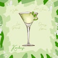 Kamikaze fresh Contemporary classic cocktail illustration. Alcoholic bar drink hand drawn vector. Pop art