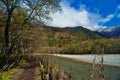 Kamikochi National Park in the Northern Japan Alps of Nagano Prefecture, Japan. Beautiful mountain in autumn leaf and Azusa river Royalty Free Stock Photo