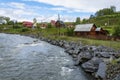 Kamlak village on the banks of the SEMA river, Altai Republic Royalty Free Stock Photo