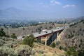 Kamloops, BC, Canada - July 14, 2023: The cars drive through bridge on on the highway near the city of Kamloops, Canada