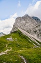 Kamnik saddle in logar valley, Slovenia, Europe. Hiking in savinja Alps and Slovenia mountain. Popular site for a hike in triglav Royalty Free Stock Photo