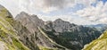 Kamnik saddle in logar valley, Slovenia, Europe. Hiking in savinja Alps and Slovenia mountain. Popular site for a hike in triglav Royalty Free Stock Photo