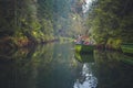 The Kamnitz Gorge in Saxon switzerland national park in Czech republic on the Kamenice River, Bohemian Switzerland. Boat on river