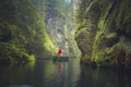 The Kamnitz Gorge in Saxon switzerland national park in Czech republic on the Kamenice River, Bohemian Switzerland.
