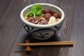 Kamo nanban soba, buckwheat noodles with duck and leeks Royalty Free Stock Photo