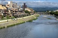 Kyoto, Kamo river and mountains, Japan Royalty Free Stock Photo