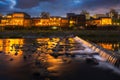 Kamogawa river nearby Gion in sunset Royalty Free Stock Photo