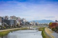 Kamogawa River at sunset dusk