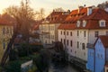 Kampa Island with Certovka River and Watermill in Old Prague, Cz Royalty Free Stock Photo