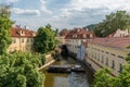 Kampa island and Chertovka in the summer, Prague