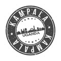 Kampala Uganda Round Stamp Icon Skyline City Design Badge.