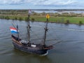 Kampen, The Netherlands - March 29, 2024: VOC Ship De Halve Maen at Sail Kampen