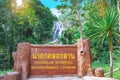 KAMPHAENGPHET,THAILAND- NOVEMBER 9,2019:View of Khlonglan Waterfall Sign at Khlonglan Nationnal Park in Kamphaeng Phet province,