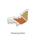 Kampong Cham map. High detailed Provinces of Cambodia map vector illustration on white background