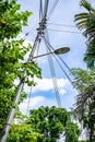 Lamp post at Kampong Lorong Buangkok, last surviving kampong, is a village located in Buangkok in Hougang, Singapore. Royalty Free Stock Photo