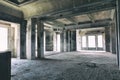 Interior of Abandoned hotel 'Bokor Palace' in Ghost town Bokor Hill station near the town of Kampot. Cambodia Royalty Free Stock Photo