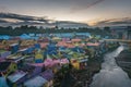 Kampung Biru Arema Blue Village beside Kampung Warna Warni Colorful Village Jodipan Malang East Java Indonesia Royalty Free Stock Photo