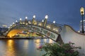 Kampung Morten Bridge Over Melaka River Waterfront at Blue Hour