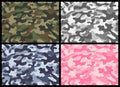 Camouflage seamless pattern set. Vector illustration repeat print. Khaki gray pink blue green texture army hunting Royalty Free Stock Photo