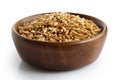 Kamut wheat kernels in dark wooden bowl. Royalty Free Stock Photo