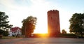 Kamyenyets, Brest Region, Belarus Tower Of Kamyenyets In Sunset Or Sunrise Time.