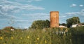 Kamyenyets, Brest Region, Belarus. Tower Of Kamyenyets In Sunny Summer Day With Green Grass In Foreground