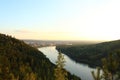 The Kan River flows near the city Zelenogorsk, Krasnoyarsk region Royalty Free Stock Photo