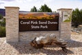 Kanab, Utah, USA - may 5, 2023: Sign for Coral Pink Sand Dunes State Park