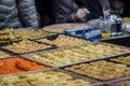 Kanafeh traditional Middle Eastern dessert. Delicious arabic pastry Milky