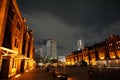 Yokohama Red Brick Warehouse shopping complex popular vacation spot. Night time