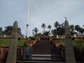 Kanakakunnu palace entrance, steps and stone pillar, Thiruvananthapuram, Kerala Royalty Free Stock Photo