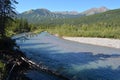 Kananaskis River with Nakiska ski hill Royalty Free Stock Photo