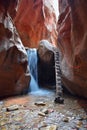 Kanarraville Falls, views from along the hiking trail of falls, stream, river, sandstone cliff formations Waterfall in Kanarra Cre