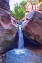 Kanarraville Falls, views from along the hiking trail of falls, stream, river, sandstone cliff formations Waterfall in Kanarra Cre