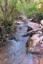 Kanarraville Falls, views from along the hiking trail of falls, stream, river, sandstone cliff formations Waterfall in Kanarra Cre