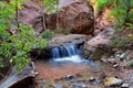 Kanarraville Falls, views from along the hiking trail of falls, stream, river, sandstone cliff formations Waterfall in Kanarra Cre