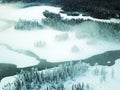 Bird view of Kanas Lake in Winter Royalty Free Stock Photo