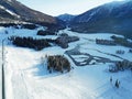 Bird view of Kanas Lake in Winter Royalty Free Stock Photo