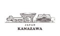 Kanazawa sketch skyline. Japan, Kanazawa hand drawn vector illustration