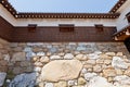 Kanbe-ishi stone in the wall of Imabari Castle, Japan