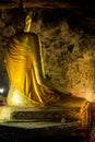 KANCHANABURI, TH - NOVEMBER 13: Buddha images in the Krasae cave as part of the path Line Railway World War 2 The place was record Royalty Free Stock Photo