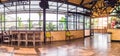 KANCHANABURI, THAILAND - APRIL 11,2020:Panoramic view inside the Cafe Amazon coffee shop at the time of the outbreak of the Corona Royalty Free Stock Photo