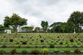 Kanchanaburi, Thailand - Aug 25, 2018 : War Cemetery Don Rak historical monuments of allied prisoners of the World War II. The