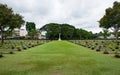 Kanchanaburi, Thailand - Aug 25, 2018 : War Cemetery Don Rak historical monuments of allied prisoners of the World War II. The