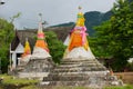 The Three Pagodas the historic place of Thai-Myanmar border crossing at Sangklaburi, Thailand.