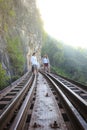 Women visit the Death Railway historical World War 2.