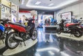 KANCHANABURI, THAILAND -JUNE 30, 2020 : Special discounted new Yamaha motorcycles and accessories for sale at Yamaha motorcycle