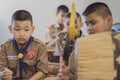 KANCHANABURI THAILAND - JUNE 13 : Unidentified Boy scouts and R