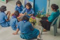 KANCHANABURI THAILAND - JUNE 13 : Unidentified Teacher and Boy s Royalty Free Stock Photo